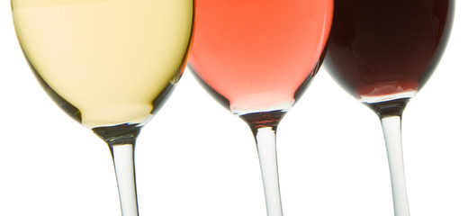 three wine glasses