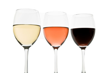 three wine glasses