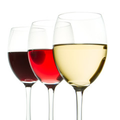 three wine glasses