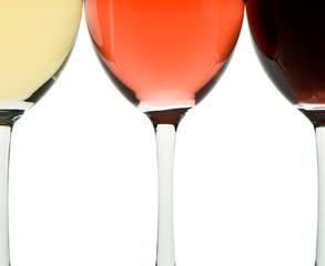three wine glasses