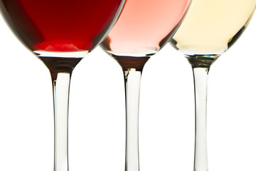 three wine glasses