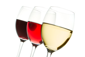 three wine glasses