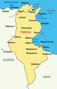 vector illustration - map of Tunisia. Source: www.planetolog.ru