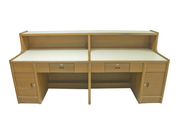 The counter office made with wood.