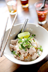 Asian style noodle with pork , spicy and yummy delicious