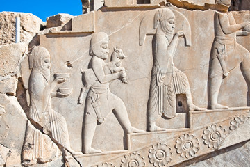 Bass relief decoration in central part of Persepolis, Iran