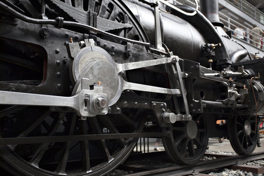 Detail of old steam locomotive