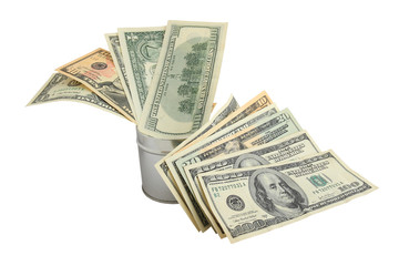 Photo of metal cans and dollars