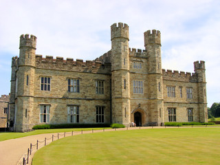 The stone facade of Leeds Castle in, Kent, England