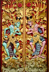 Keuken spatwand met foto carvings in temple bali indonesia © TravelPhotography