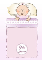baby shower invitation with a child sleeping in his crib