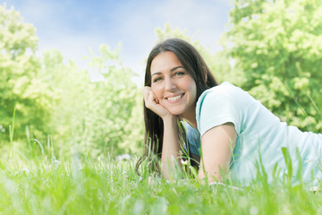 happiness beautiful girl enjoyment in nature