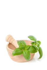 Mortar and Pestle with Basil