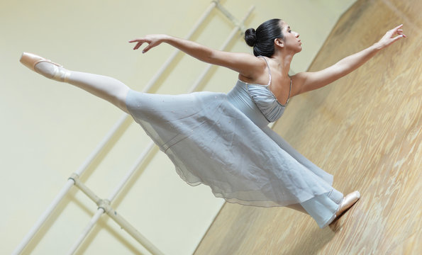 Ballerina in the dance studio