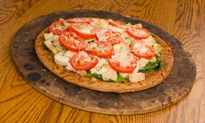Pesto Spinach Tomato Pizza
