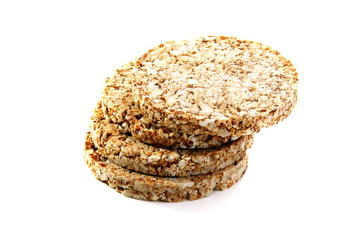Whole grain buckwheat bread on a white background.