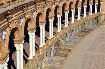 Islamic Architecture In the magnificent Plaza de Espana Seville Spain 