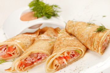 Pancakes with Salmon