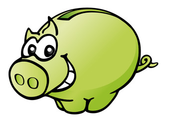 Grünes Cartoonsparschwein
