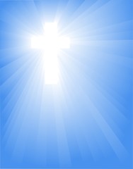 shining cross in the blue sky