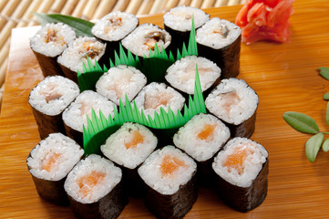 Japanese sushi  Roll made of Smoked fish
