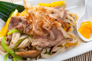noodles with meat and eggplant