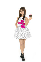 Girl with pink cupcake