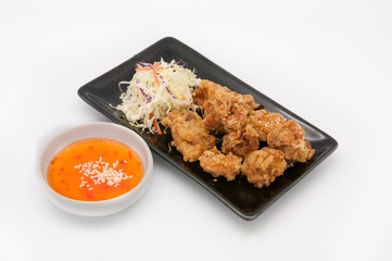 fried chicken on white background