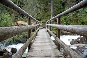 Fototapeta na wymiar Wooden bridge in forest