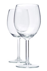 Two empty wineglasses, isolated, white background