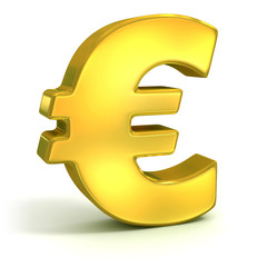 golden euro symbol isolated on white - currency 3d concept