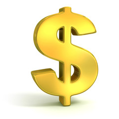 golden dollar symbol isolated on white - currency 3d icon