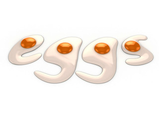 eggs 3d concept - letter shaped fried eggs