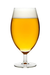 Beer in a glass, isolated, white background