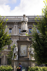 Statue of Leonardo Da Vinci in Milan Italy