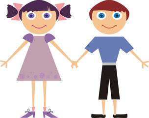 Boy and girl hand in hand
