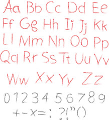 pencil or charcoal chalk alphabet letter set