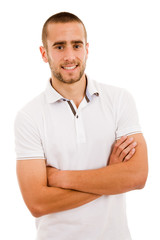 Fototapeta premium Portrait of happy smiling man, isolated on white