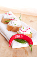 Fresh cheese with agarden radish