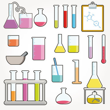 Chemical test tubes icons illustration vector