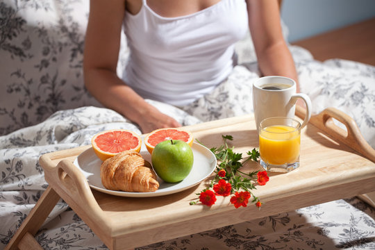 Healthy breakfast in bed