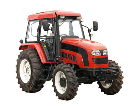 Fototapeta New red tractor isolated over white background