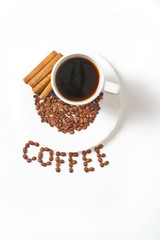 Cup of coffee on white background