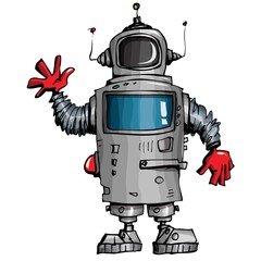 Robot de dessin animé agitant sa main