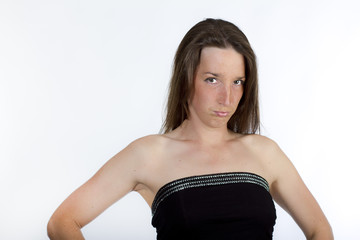 Beautiful brunette unhappy