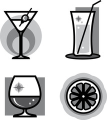 Glasses of cocktails and drinks – Vector illustration
