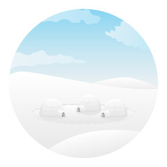 Igloo. Arctic landscape. Vector illustration.
