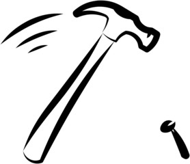 Hammer and nail. Vector illustration