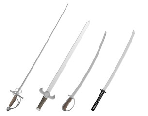 Set of swords. Vector illustration.