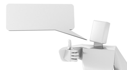 3D Man with thumbs-up and with speech bubble